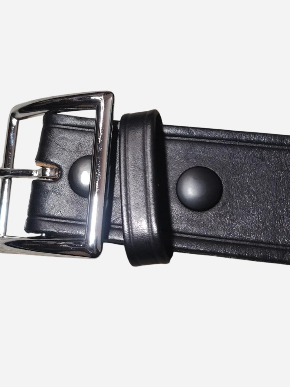 Classic Black Leather Men's Belt with Silver Buckle